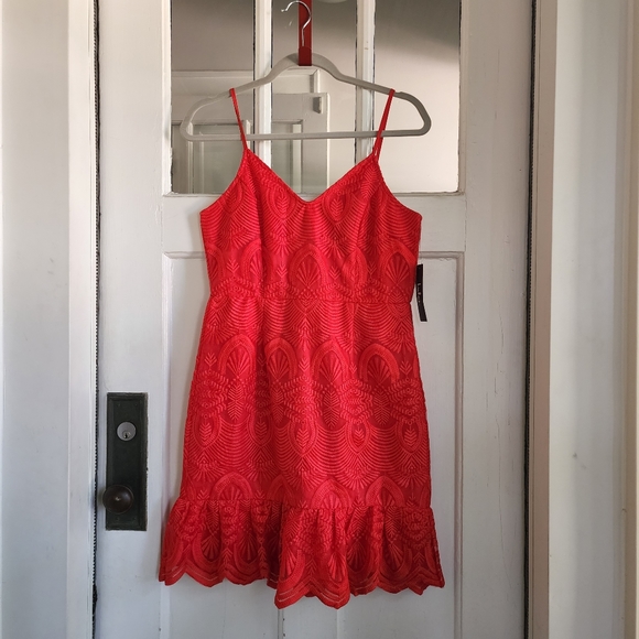 Lulu's Shura Red Embroidered Sleeveless Dress, Sz M - Picture 2 of 14